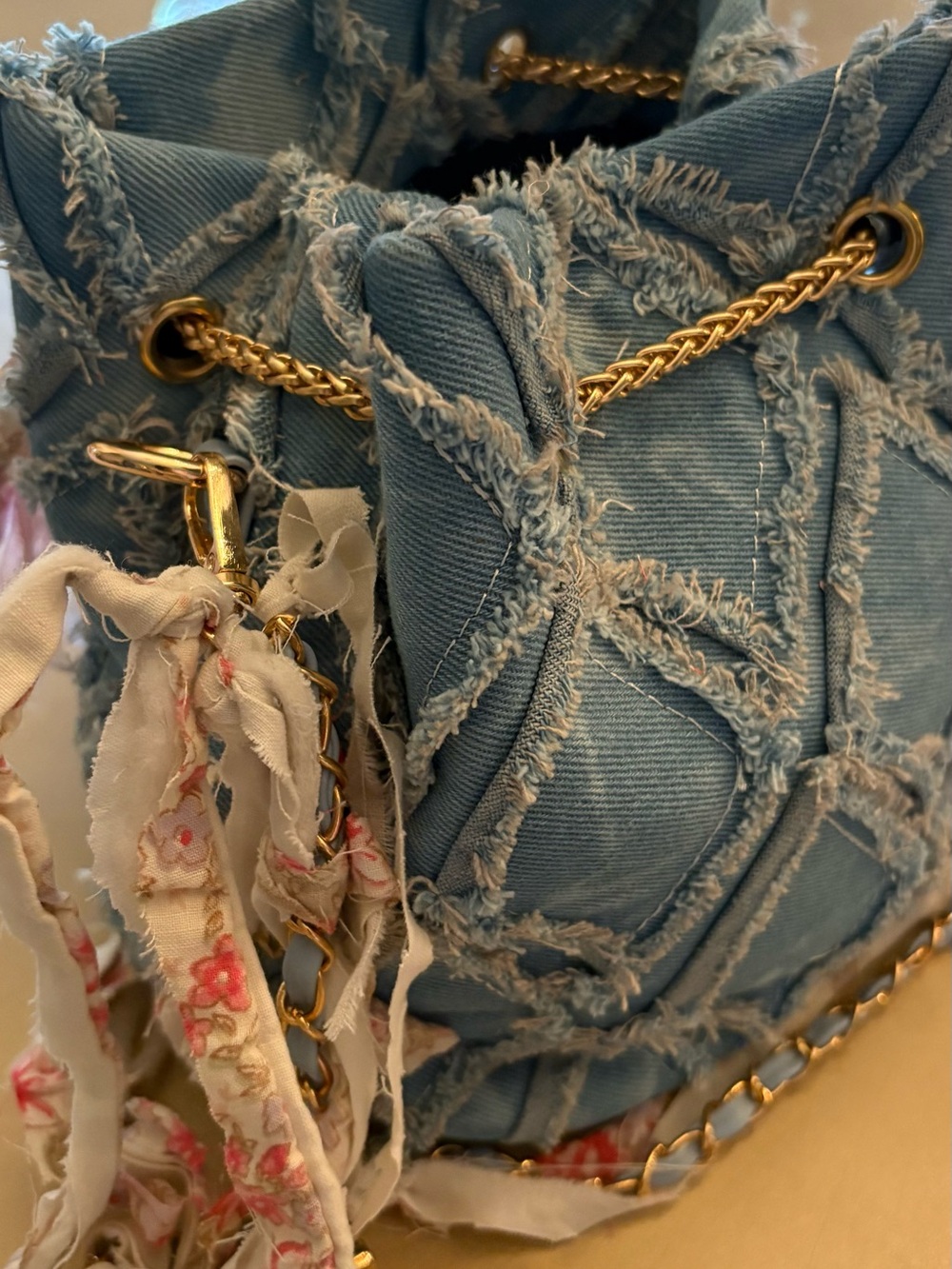 Denim and quilted purse with coordinating coin purse.  Up cycled bag. - Picture 6 of 14